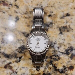 Fossil Women's Silver Watch with Crystal Bezel - University of Florida (Gators)